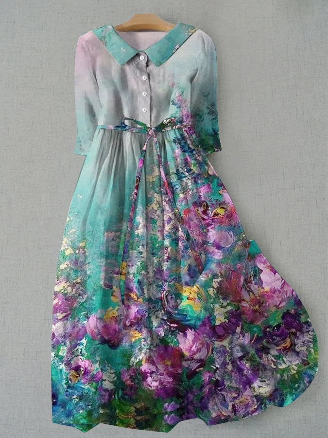 Carina - Women's Floral Dress with Waist Tie