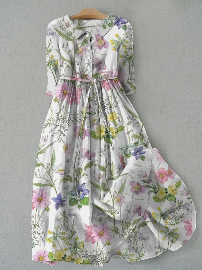 Wilma - Summer Floral Dress with Waistband