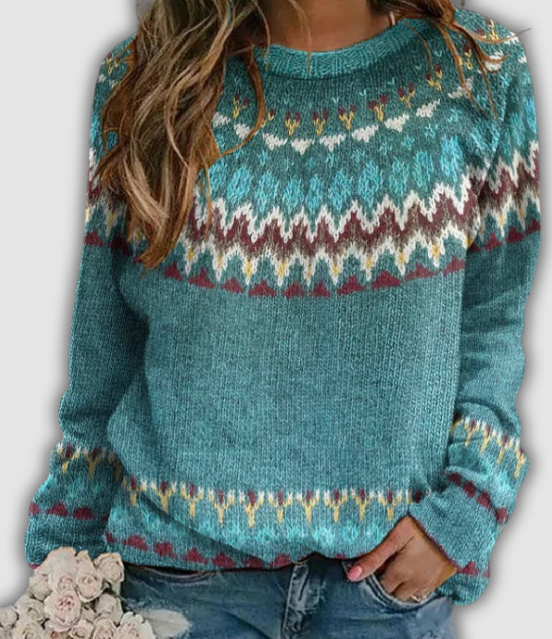 Alvara - Retro Sweatshirt with Wave Pattern