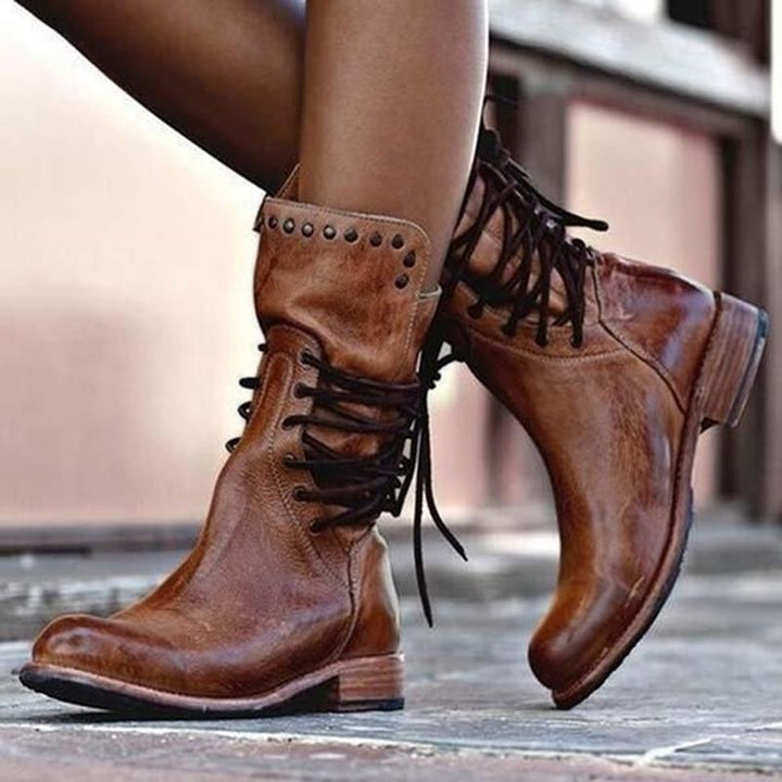 Lysandra – Vintage Lace-Up Leather Boots