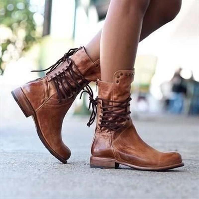 Lysandra – Vintage Lace-Up Leather Boots