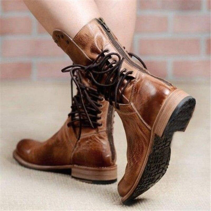 Lysandra – Vintage Lace-Up Leather Boots