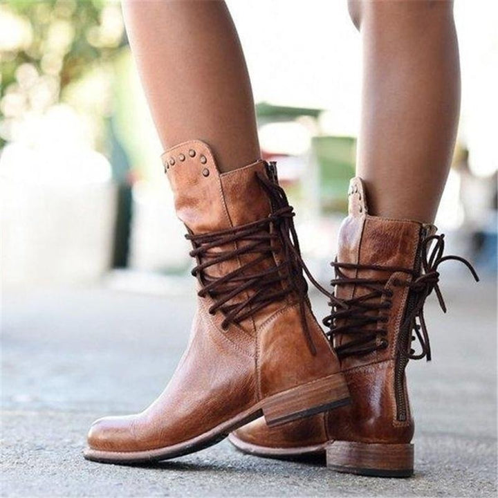 Lysandra – Vintage Lace-Up Leather Boots