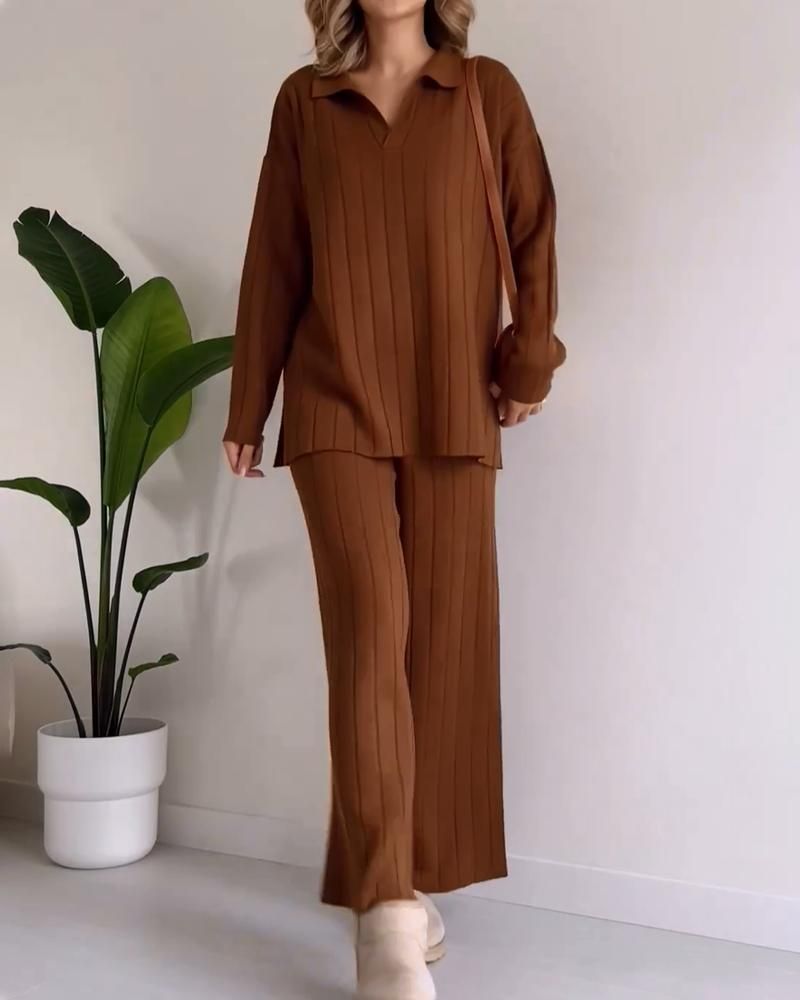 NAVONE - Stylish Pit Stripe Jacquard Two-Piece Set