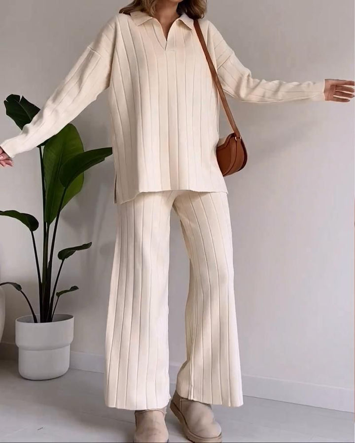 NAVONE - Stylish Pit Stripe Jacquard Two-Piece Set