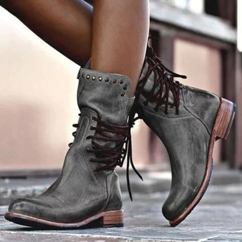 Lysandra – Vintage Lace-Up Leather Boots