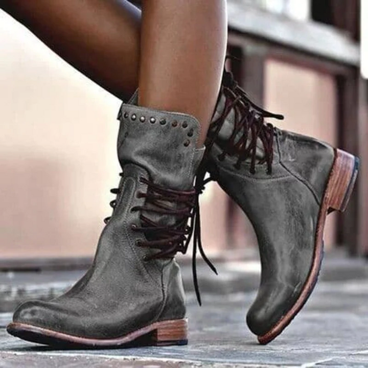 Lysandra – Vintage Lace-Up Leather Boots