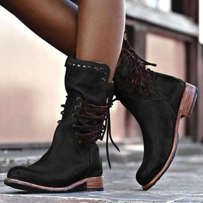 Lysandra – Vintage Lace-Up Leather Boots