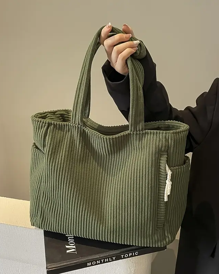 Zeena – Ribbed Tote Bag with Rope Detail