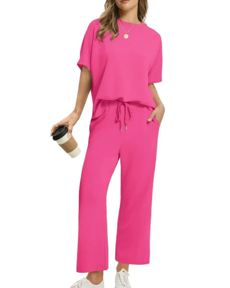 ASANARE - Soft Casual Top and Trousers Set