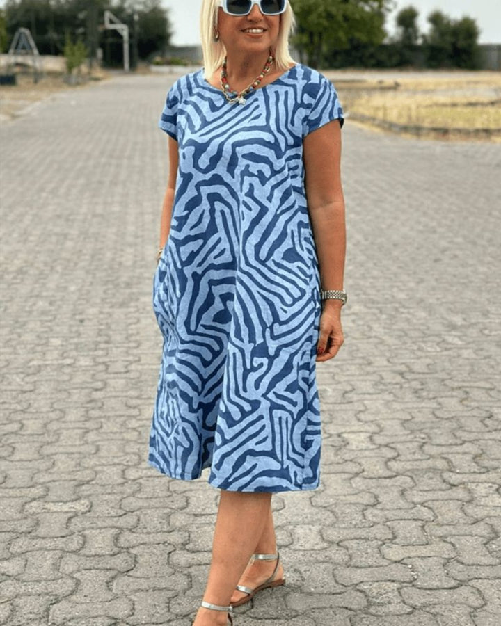 Evanna – Abstract Print Midi Dress
