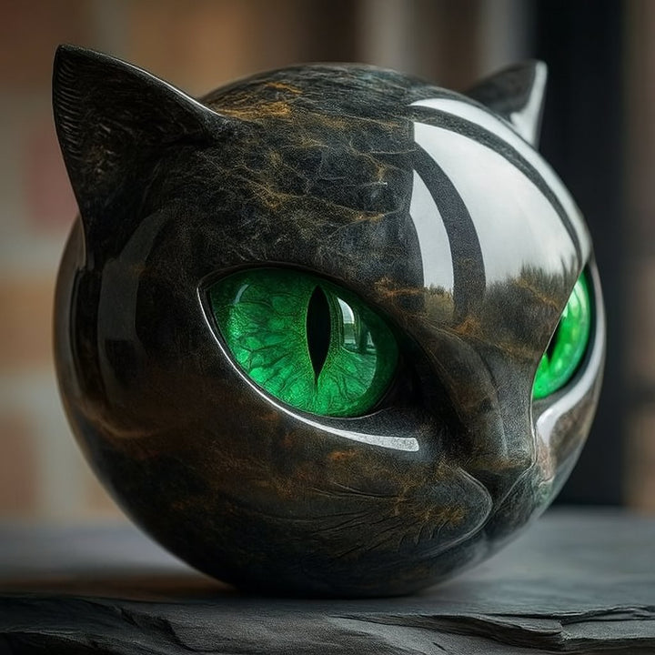 NyxCharm – Mysterious Cat Sculpture in Polished Marble