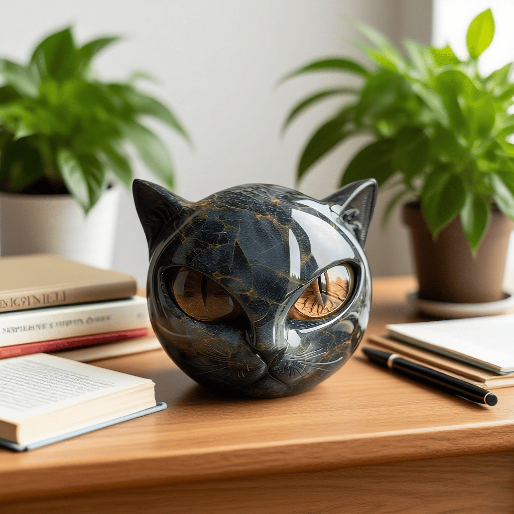 NyxCharm – Mysterious Cat Sculpture in Polished Marble
