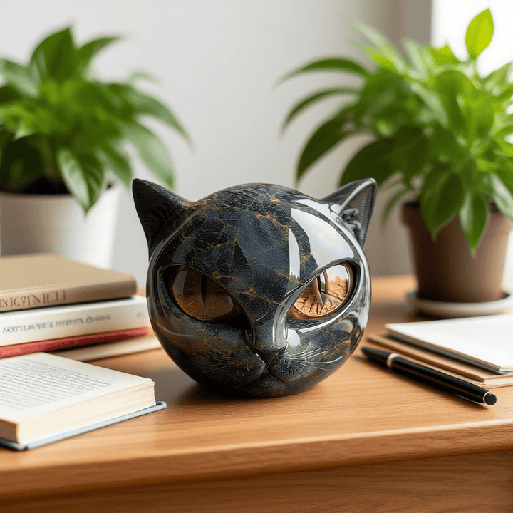 NyxCharm – Mysterious Cat Sculpture in Polished Marble