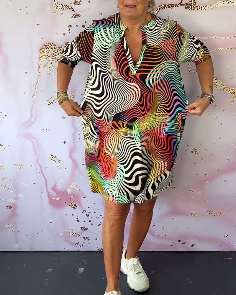 BERNICE | COLOURFUL V-NECK DRESS