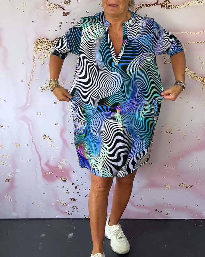 BERNICE | COLOURFUL V-NECK DRESS