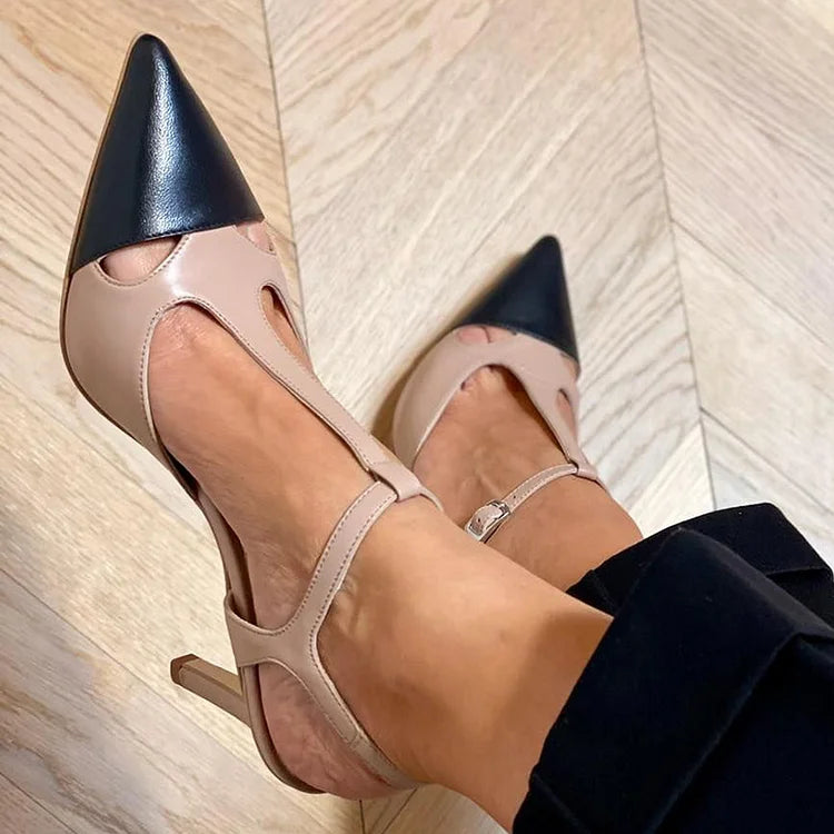 MIRELLA | Elegant Pointed Toe Bicolour Court Shoe for a Sophisticated Style