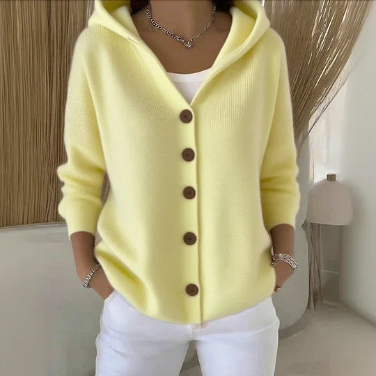 Women's cotton, smooth, comfortable, loose-fitting cardigan with long sleeves