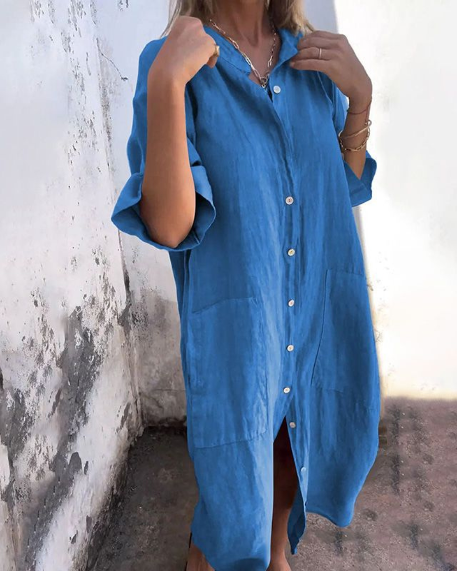 HIND | IBIZA STYLE CASUAL SHIRT DRESS IN KNEE LENGTH