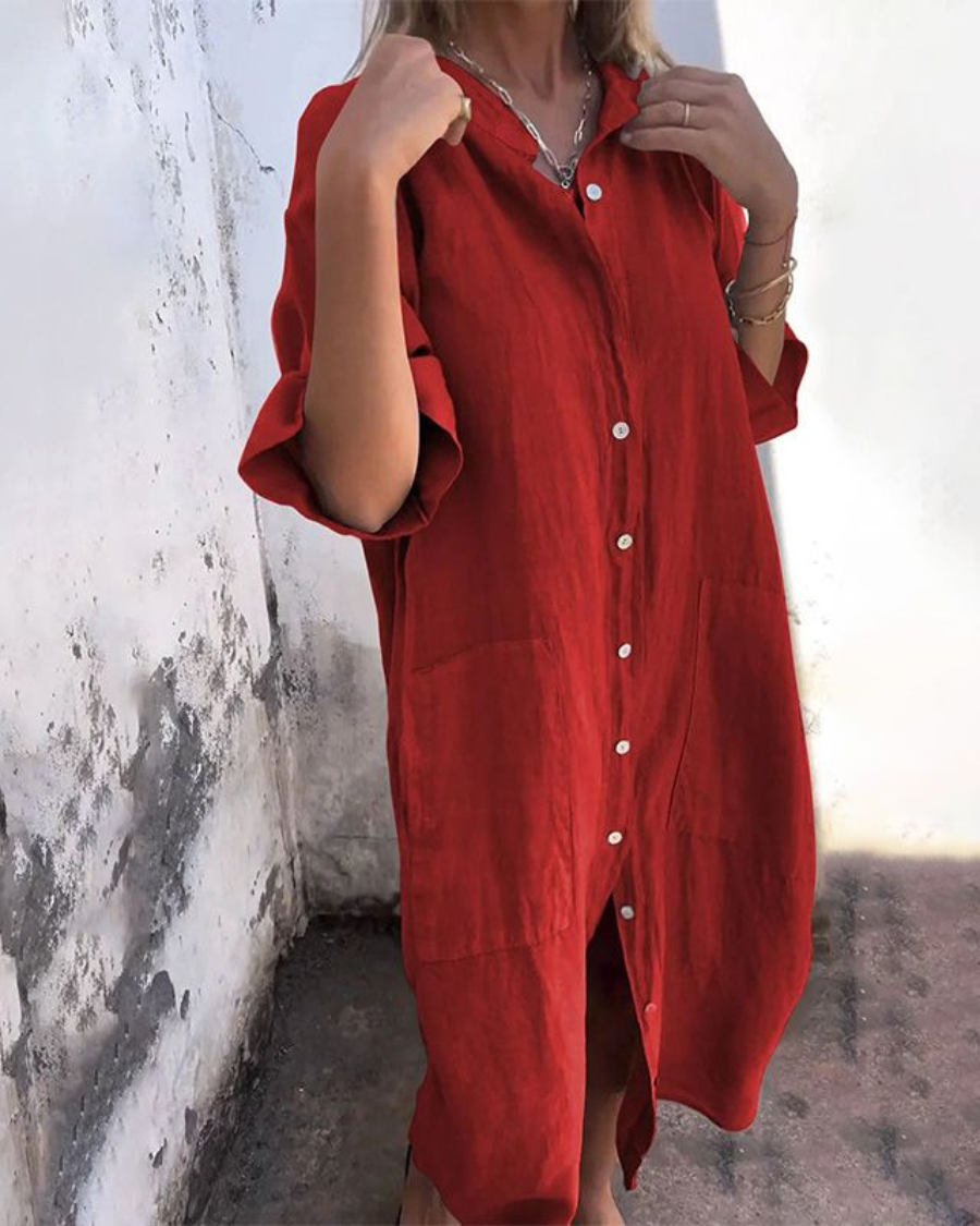 HIND | IBIZA STYLE CASUAL SHIRT DRESS IN KNEE LENGTH