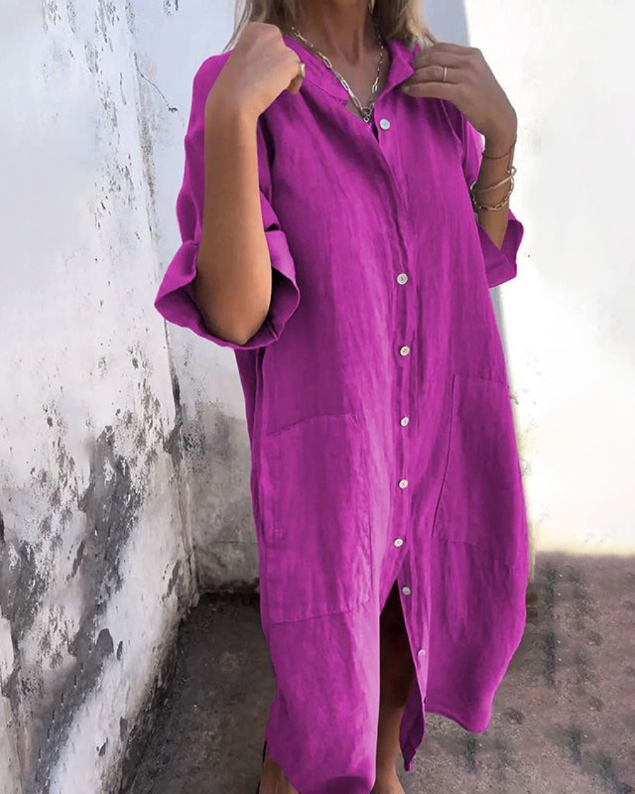 HIND | IBIZA STYLE CASUAL SHIRT DRESS IN KNEE LENGTH