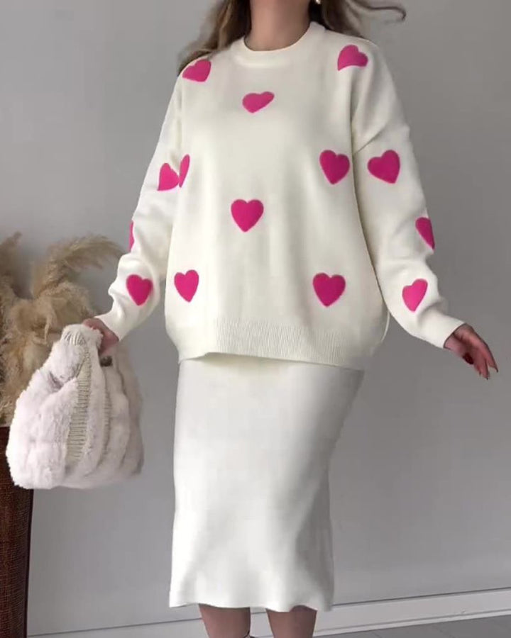 AMOR - Love knitted skirt two-piece set