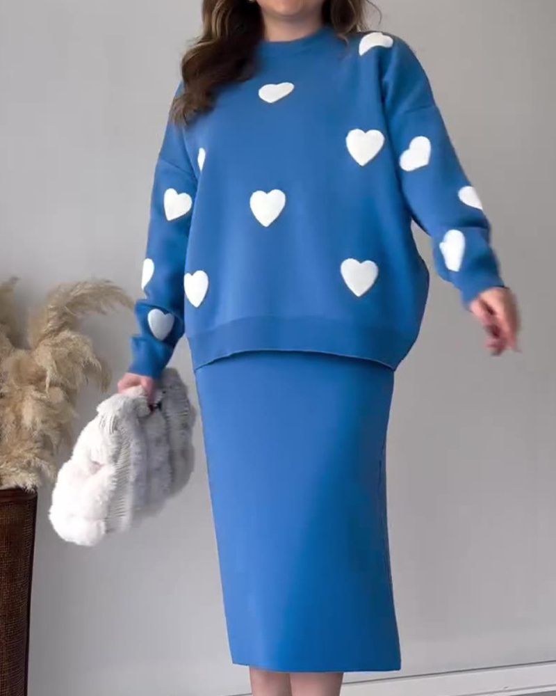 AMOR - Love knitted skirt two-piece set