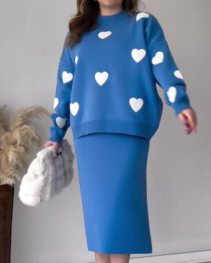 AMOR - Love knitted skirt two-piece set
