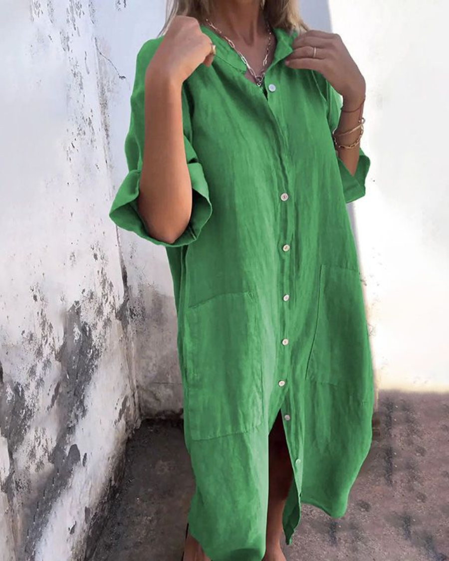 HIND | IBIZA STYLE CASUAL SHIRT DRESS IN KNEE LENGTH
