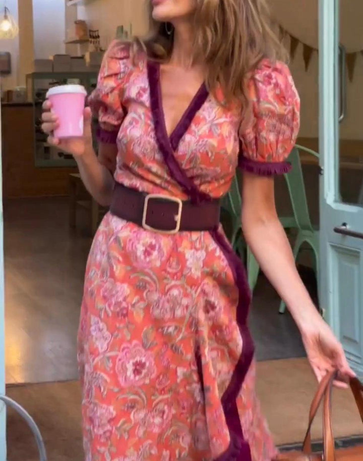 LOAVIE | ELEGANT LONG DRESS WITH PUFFY SLEEVES