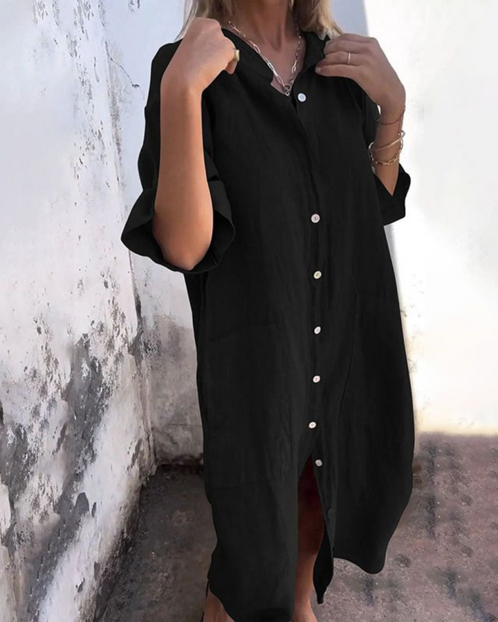 HIND | IBIZA STYLE CASUAL SHIRT DRESS IN KNEE LENGTH