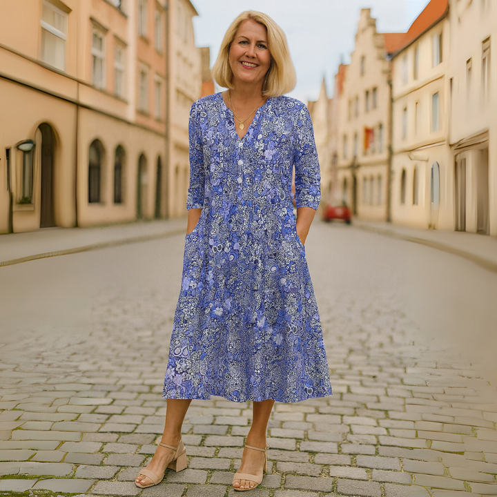 Letty – Floral V-Neck Midi Dress