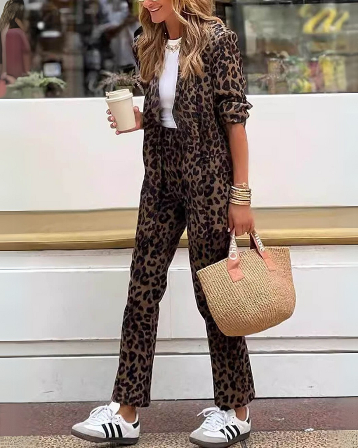 ARILA - Leopard Print Suit & Trousers Set