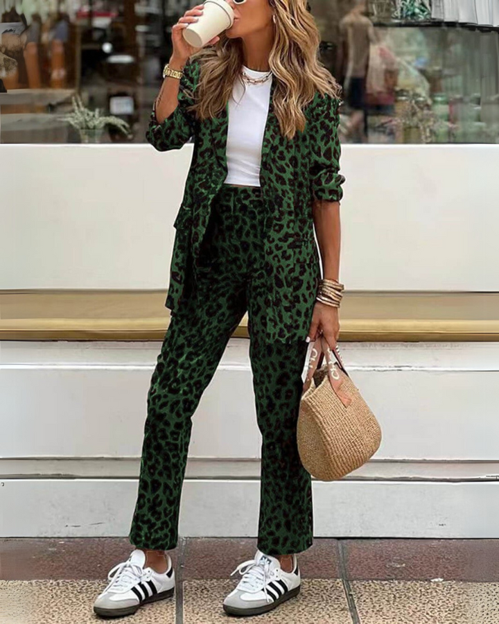 ARILA - Leopard Print Suit & Trousers Set
