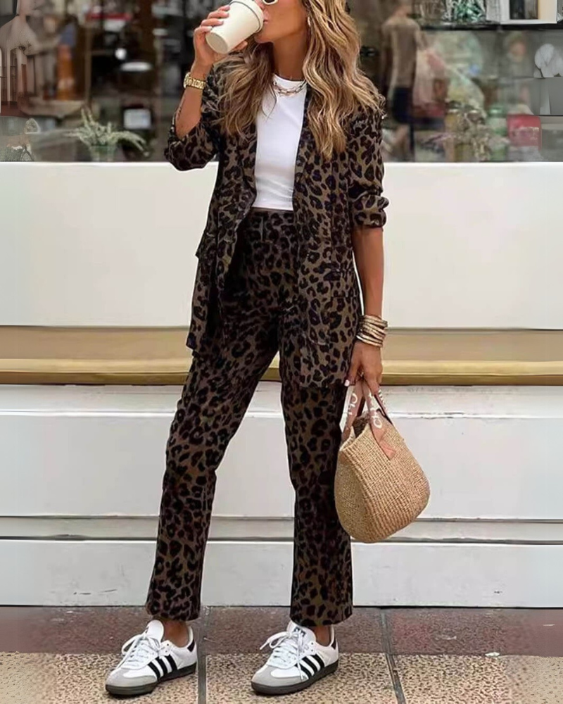 ARILA - Leopard Print Suit & Trousers Set
