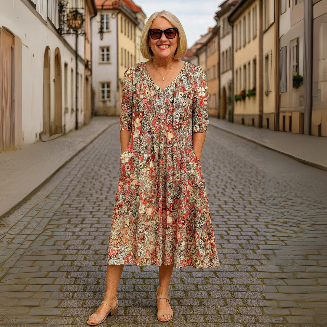 Letty – Floral V-Neck Midi Dress