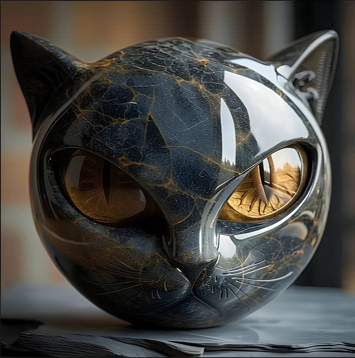 NyxCharm – Mysterious Cat Sculpture in Polished Marble