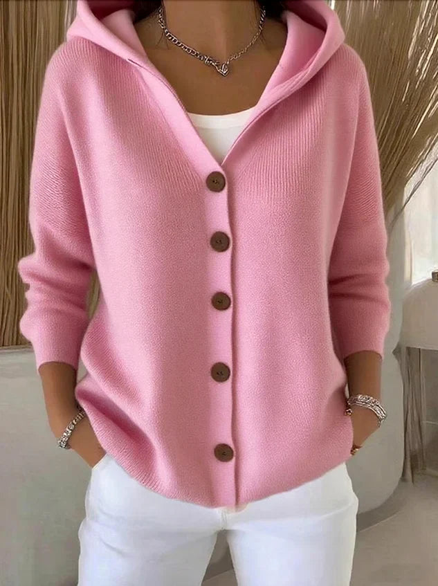 Women's cotton, smooth, comfortable, loose-fitting cardigan with long sleeves