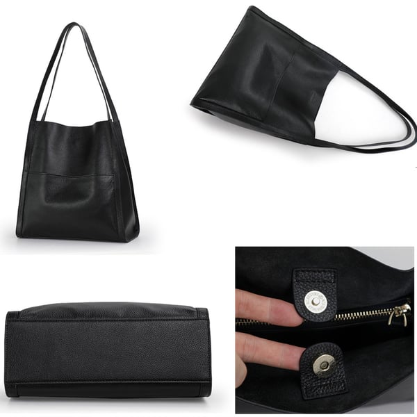 Genuine leather shoulder bag in solid and simple colours