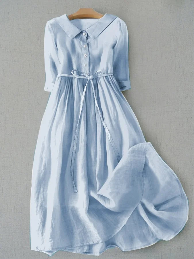 Nadja - Elegant Short-Sleeve Dress with Tie Belt