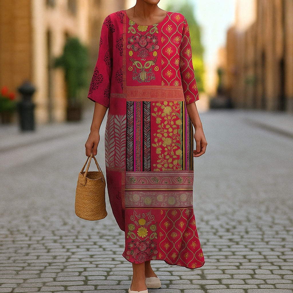 CILIA | LOOSE-FITTING BOHO MAXI DRESS