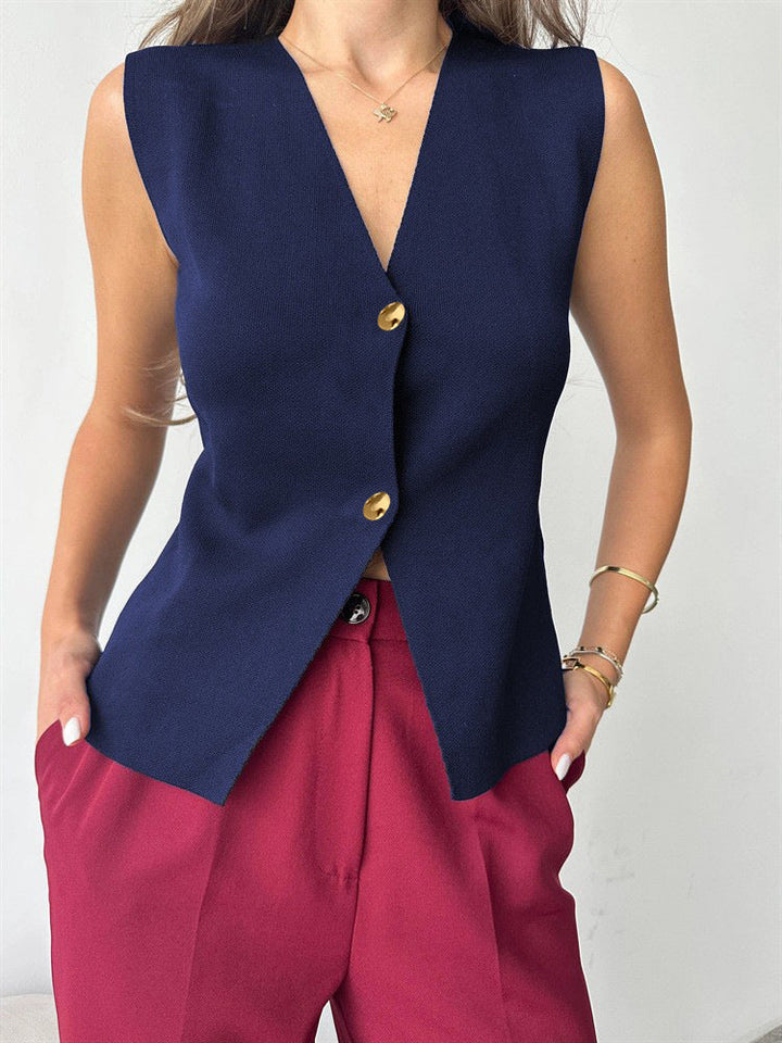 KELLY | ELEGANT SLEEVELESS BUTTON TOP