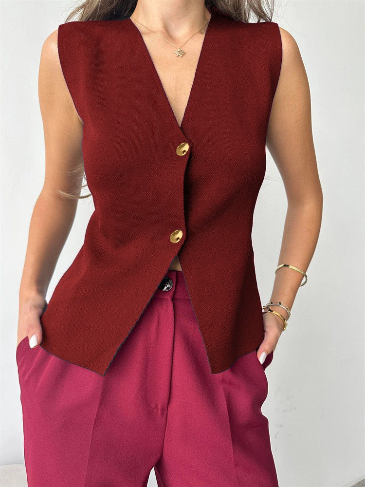 KELLY | ELEGANT SLEEVELESS BUTTON TOP