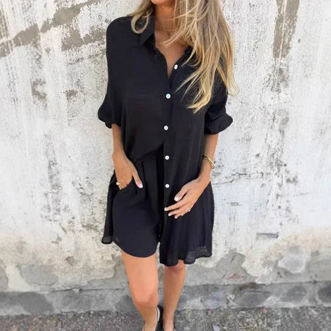 PALOMA | CASUAL PLAIN BLOUSE & SHORTS SET