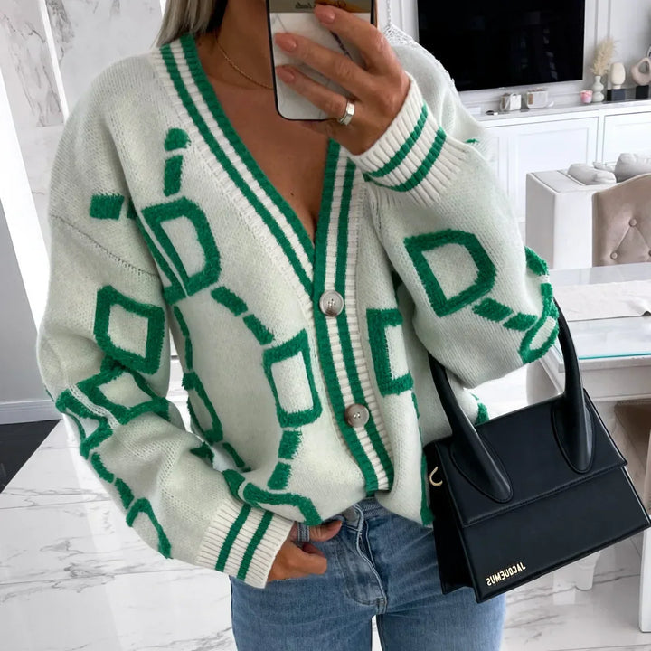 Nanette | Trendy Cardigan with Geometric Design