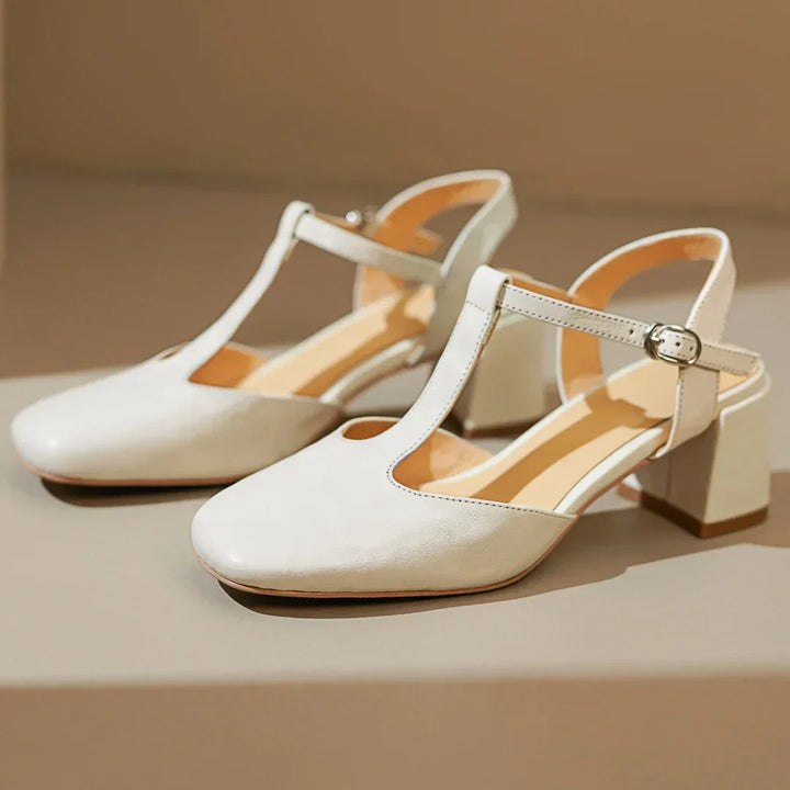 Onessa – Elegant T-Strap Leather Flats