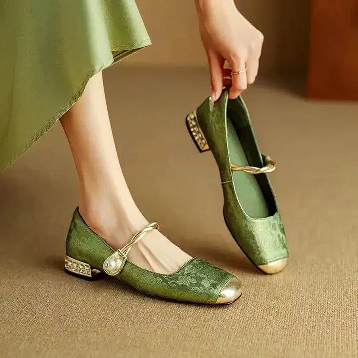 Estella – Pearl Strap Leather Flats