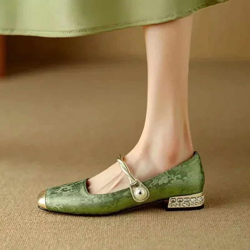 Estella – Pearl Strap Leather Flats