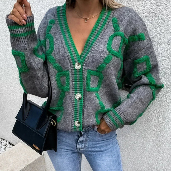Nanette | Trendy Cardigan with Geometric Design