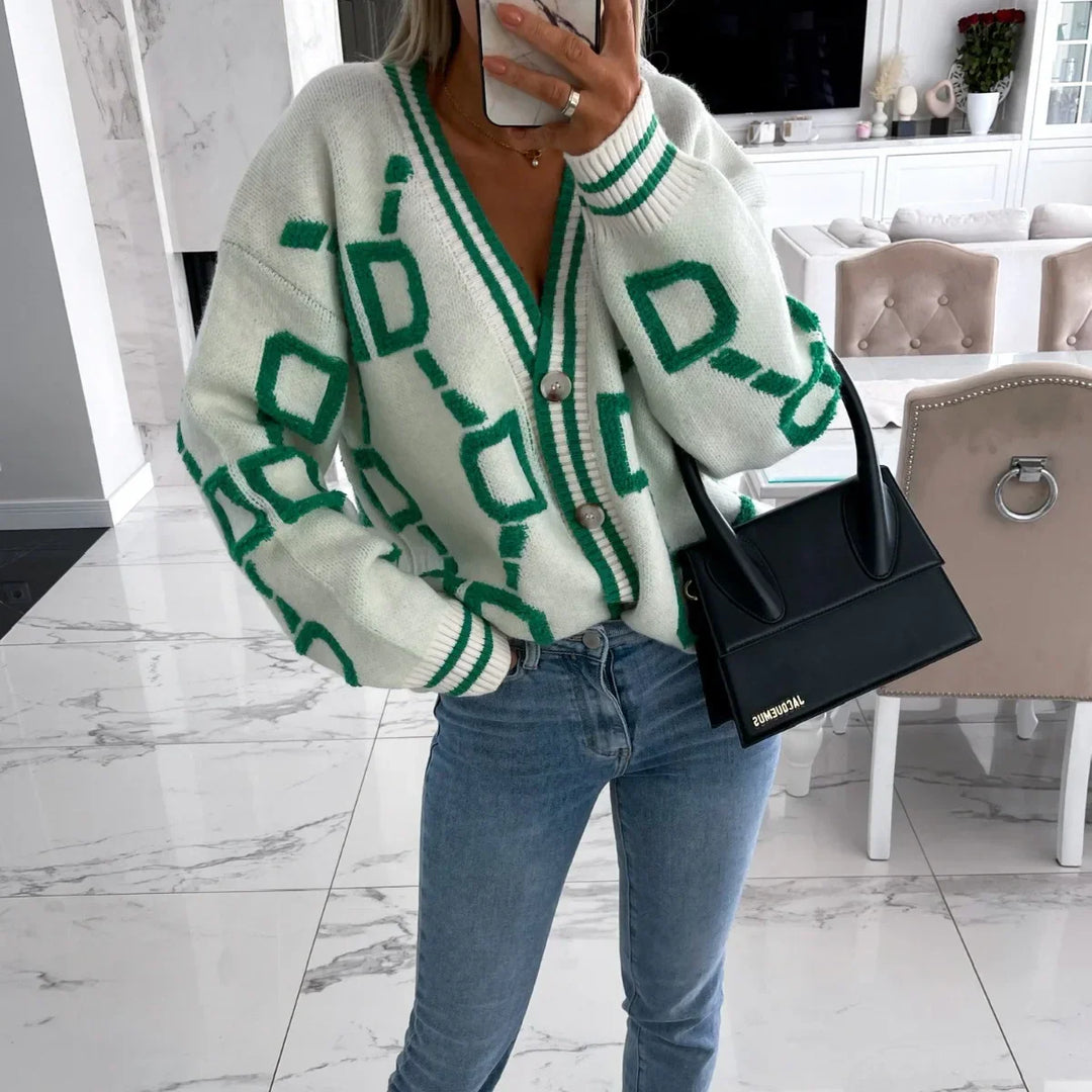 Nanette | Trendy Cardigan with Geometric Design